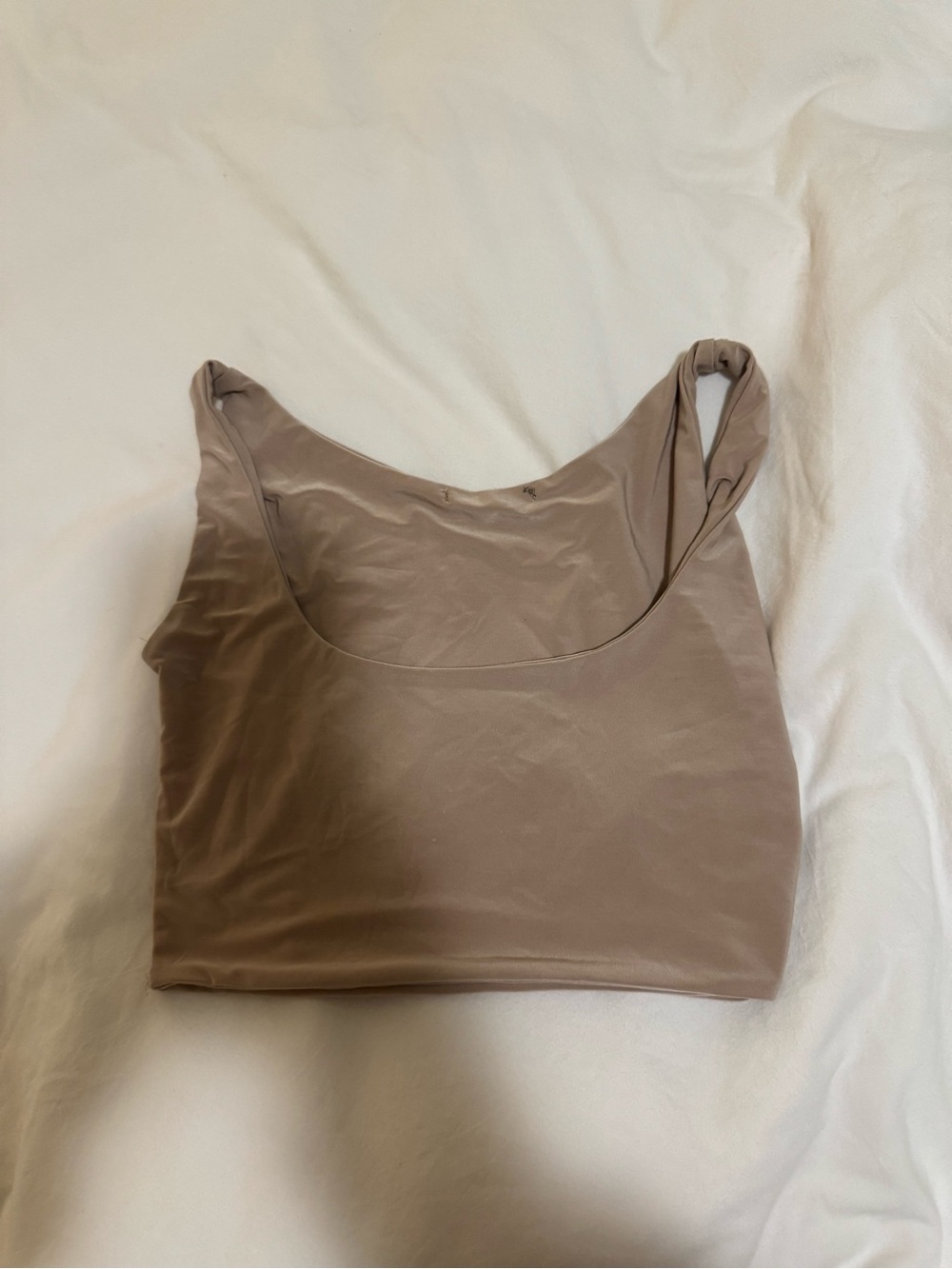 Tan square neck tank top, size S